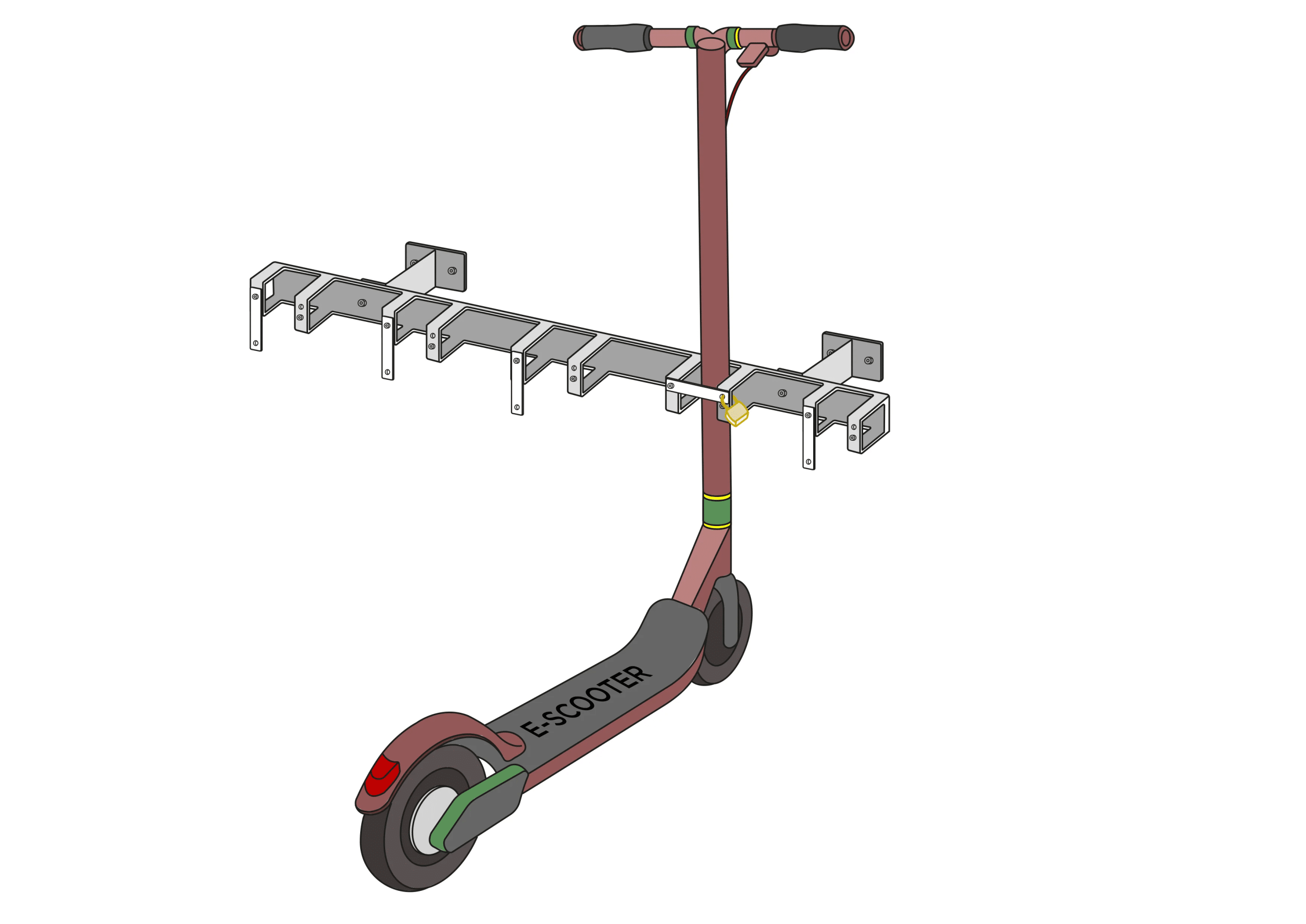 Rollerständer 5 Plätze –  für E‑Scooter & Roller